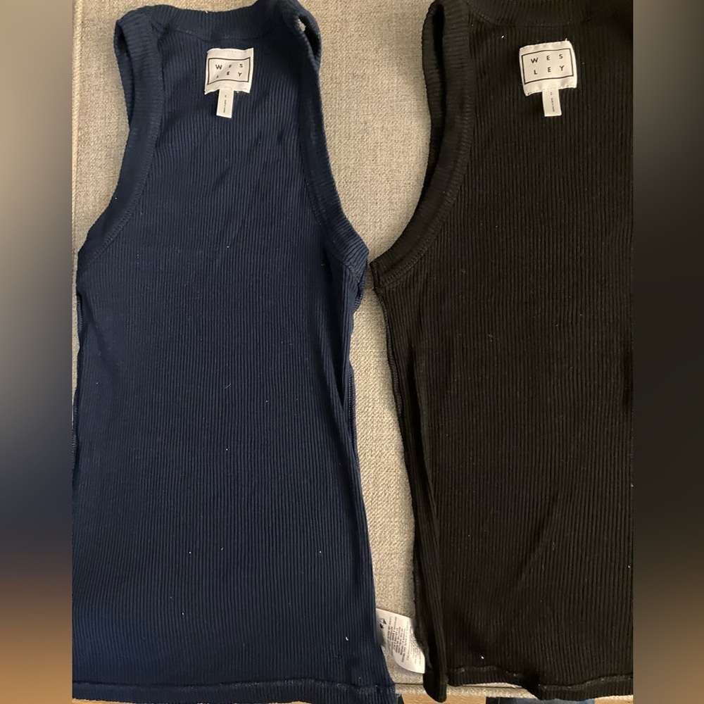 Women's Ribbed Tank Tops - Black and Navy